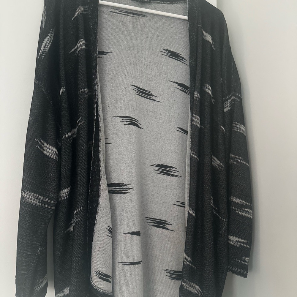 Eileen Fisher Black and Gray Cardigan